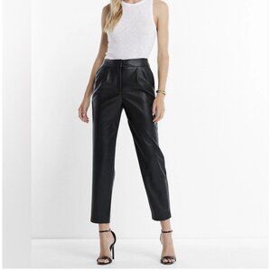 Express Black Faux Leather Pleated Pants Super High Rise Taper Trouser Womens 14